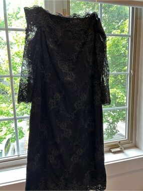 Black Lace Off-Shoulder Sheath Dress